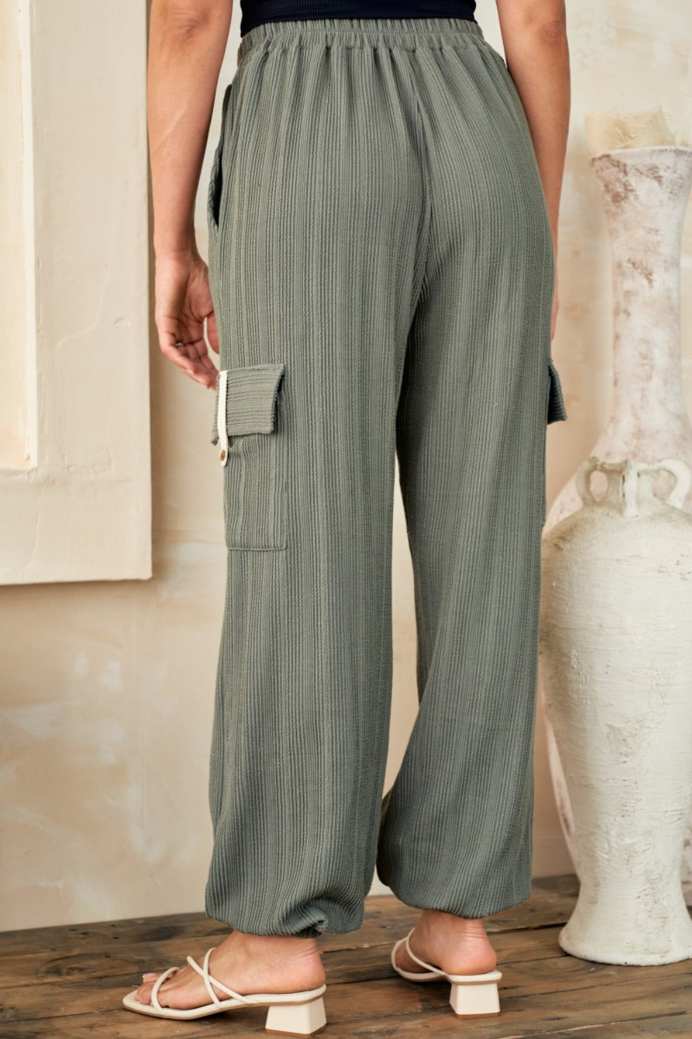 Hailey & Co Textured Rib Cargo Pants